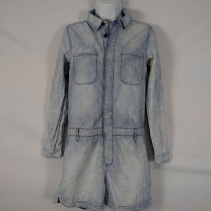 Women's Long Sleeve Shorts Denim Romper Madewell Size Small
